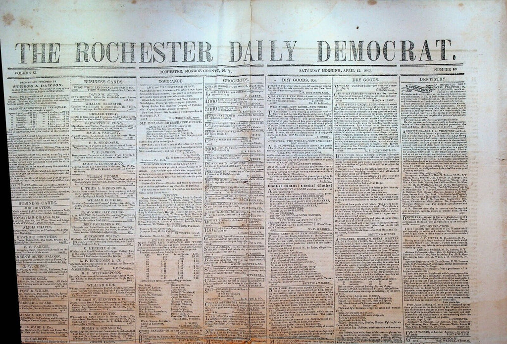 Rochester NY Daily Democrat Newspaper April 15 1843 Great Comet