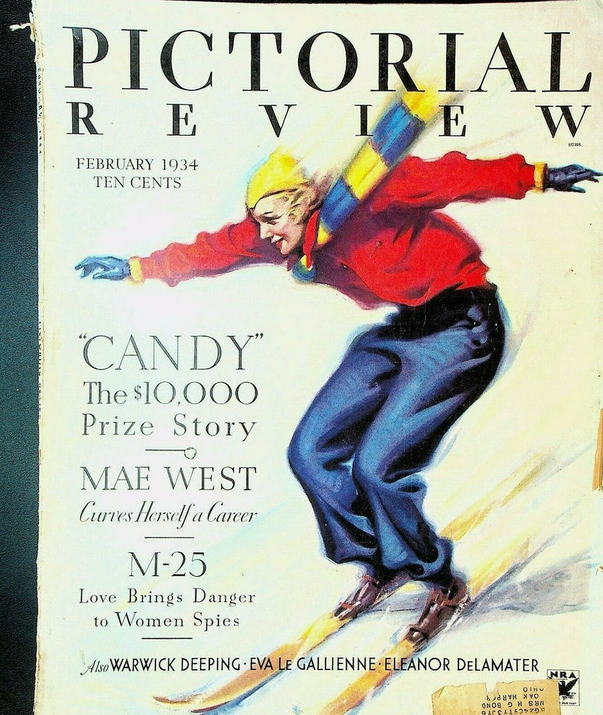 Pictorial Review February 1934 Mae West Downhill Skiing Robert Susan