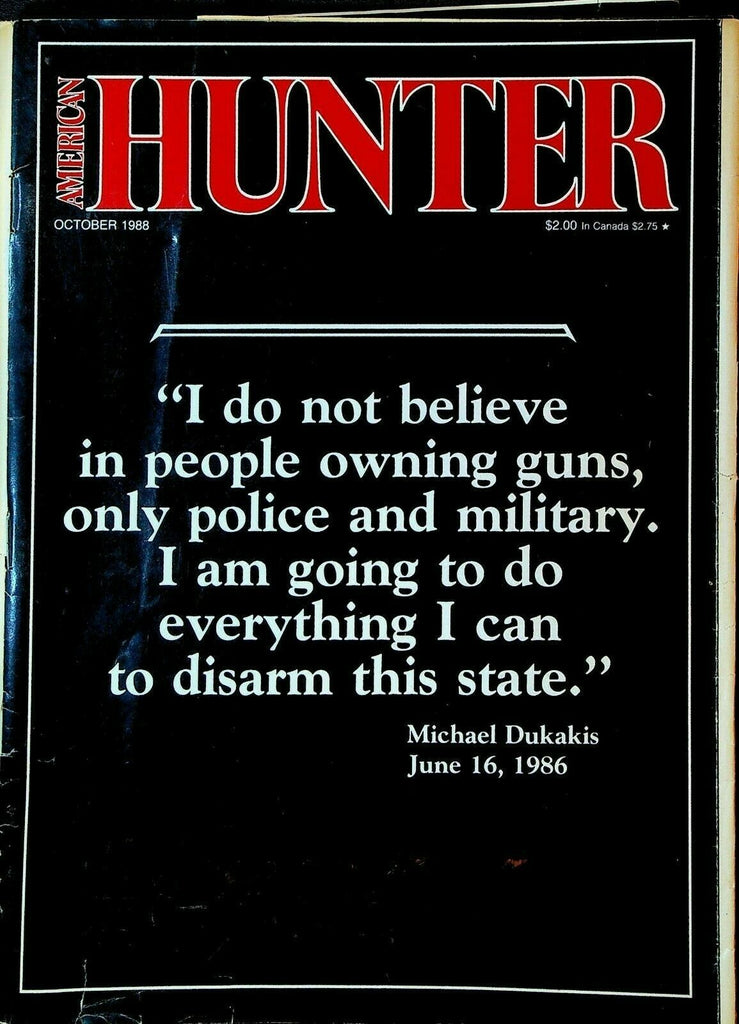 American Hunter Magazine October 1988 Michael Dukakis NRA Bowhunting Gundogs