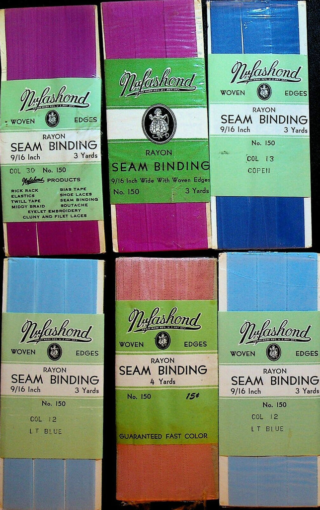 Nylashond Sewing Notions Lot of 6 Seam Binding Rayon
