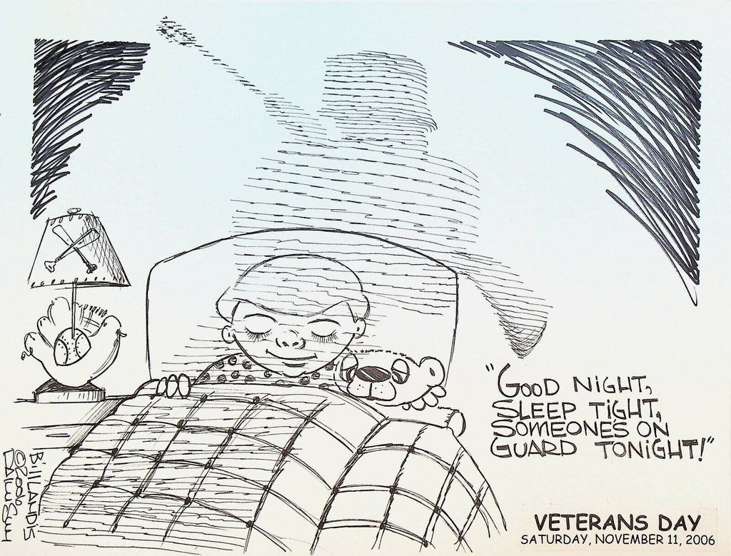 Bill Landis Original Cartoon Art The Villages Daily Sun 2006 Veterans Day