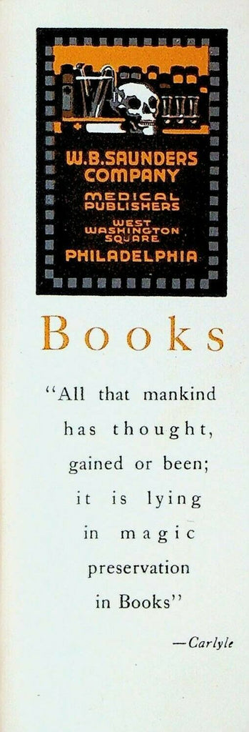 WB Saunders Company Bookmark Medical Book Advertising