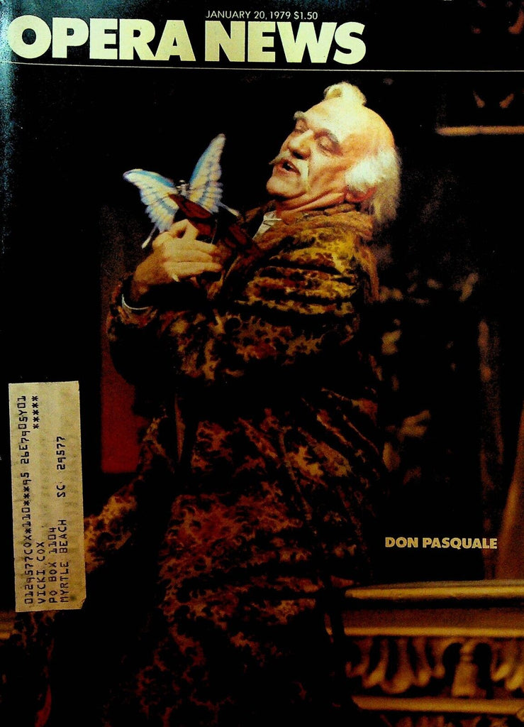 Opera News Magazine January 20 1979 Gabriel Bacquier Hakan Hagegard