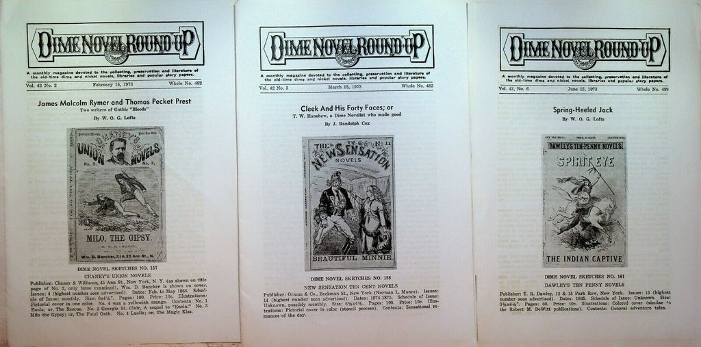Dime Novel Round Up 1973 Lot of 8 Issues Gothic Bloods Edward S Ellis