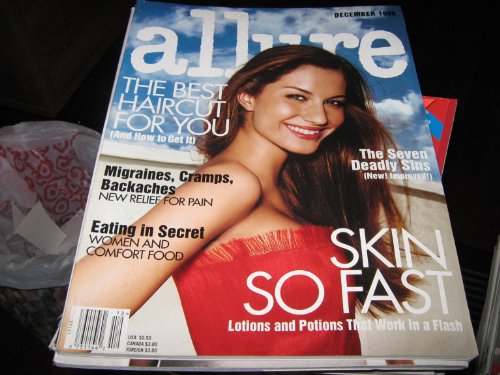 Allure Magazine (GISELLE BUNDCHEN , The Seven Deadly Sins , Migraines , Cramps , Backaches , Eating In Secret, December 1998)