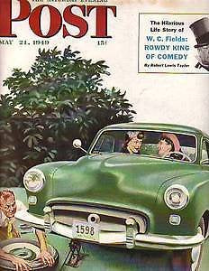 1949 Saturday Evening Post May 21-Flat tire on the Olds