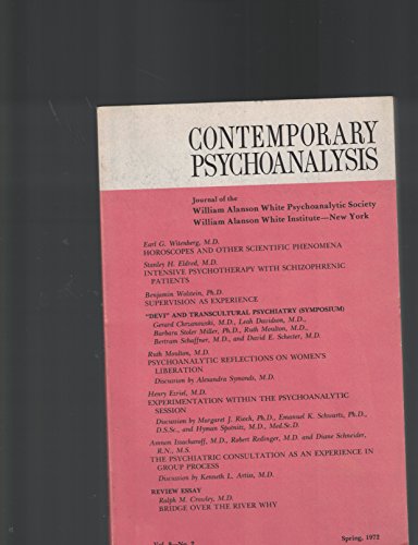 Contermporary Psychoanalysis Spring 1972