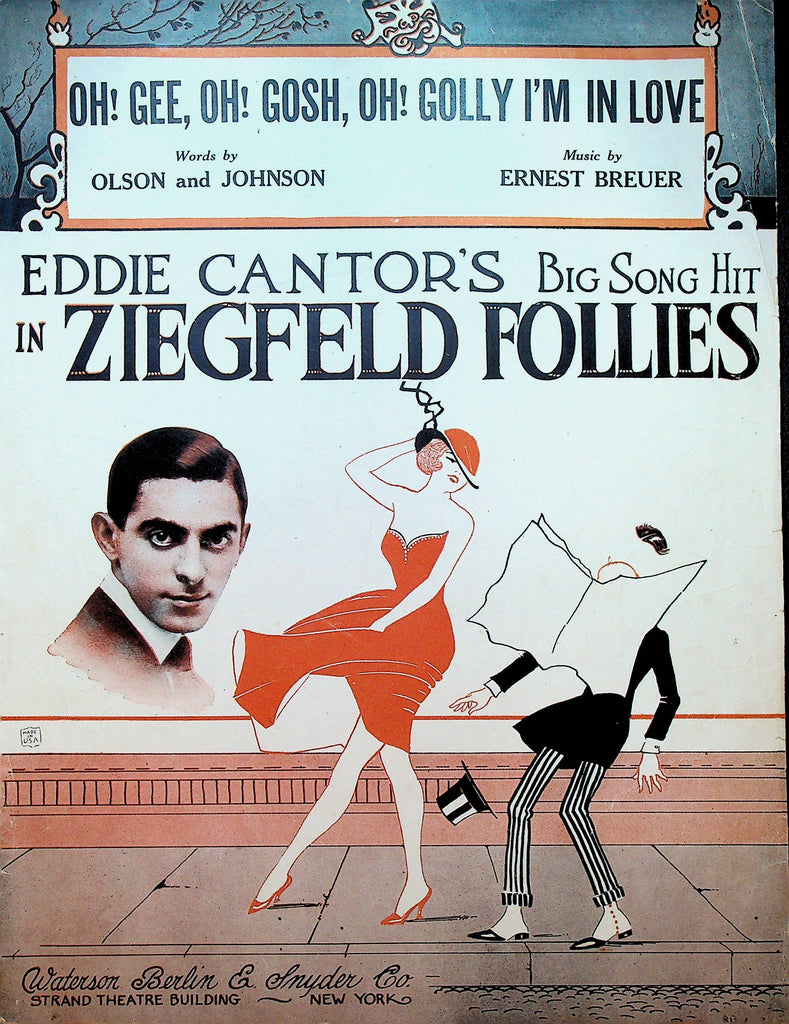 Oh Gee Oh Gosh Oh Golly I'm in Love Sheet Music Eddie Cantor Ziegfeld Follies 1923