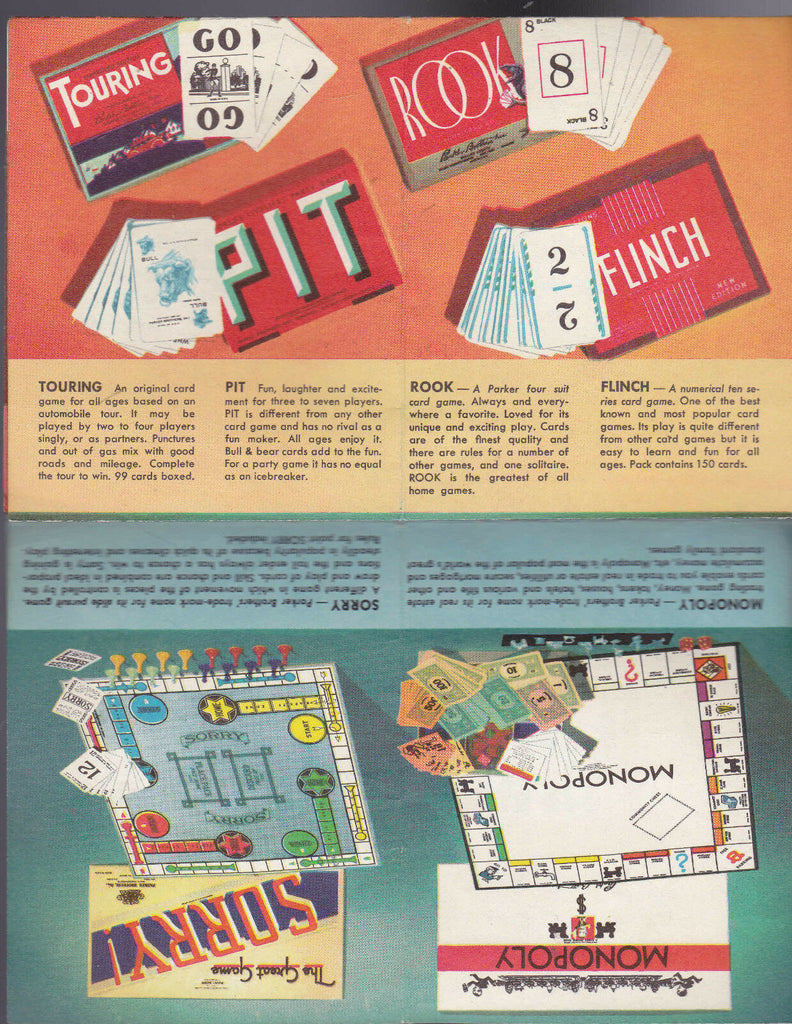 Parker Brothers Games Brochure 1000 Hours of Fun with Famous Games 1950s