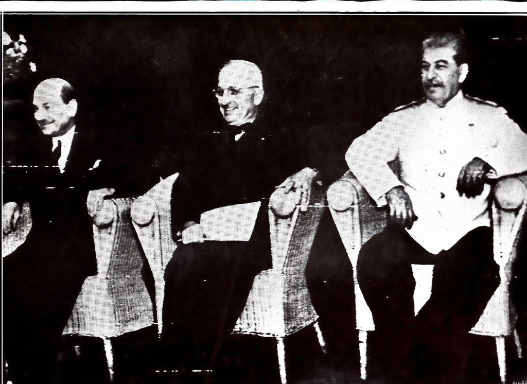 Harry Truman Joseph Stalin Attlee Big Three WWII Dispatch Photo News Service