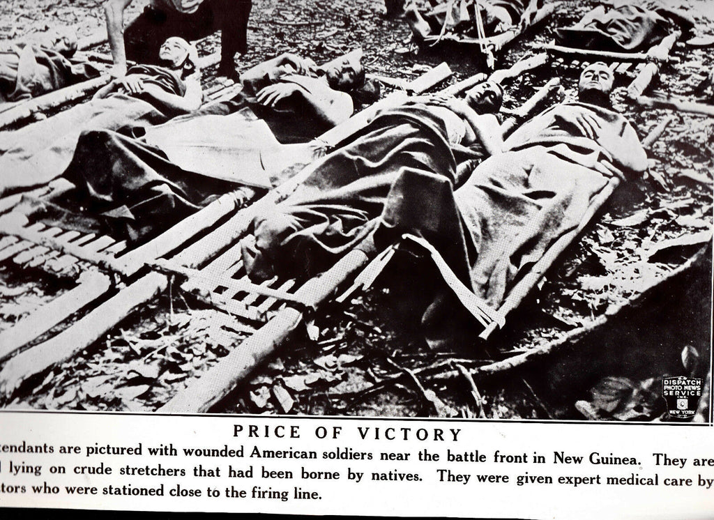 Wounded American Soldiers on New Guinea  WWII Dispatch Photo News Service