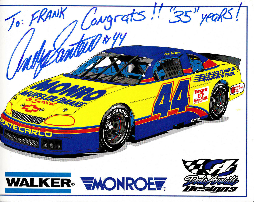 Andy Santerre #44 Signed Personalized 8x10 Photo Nascar