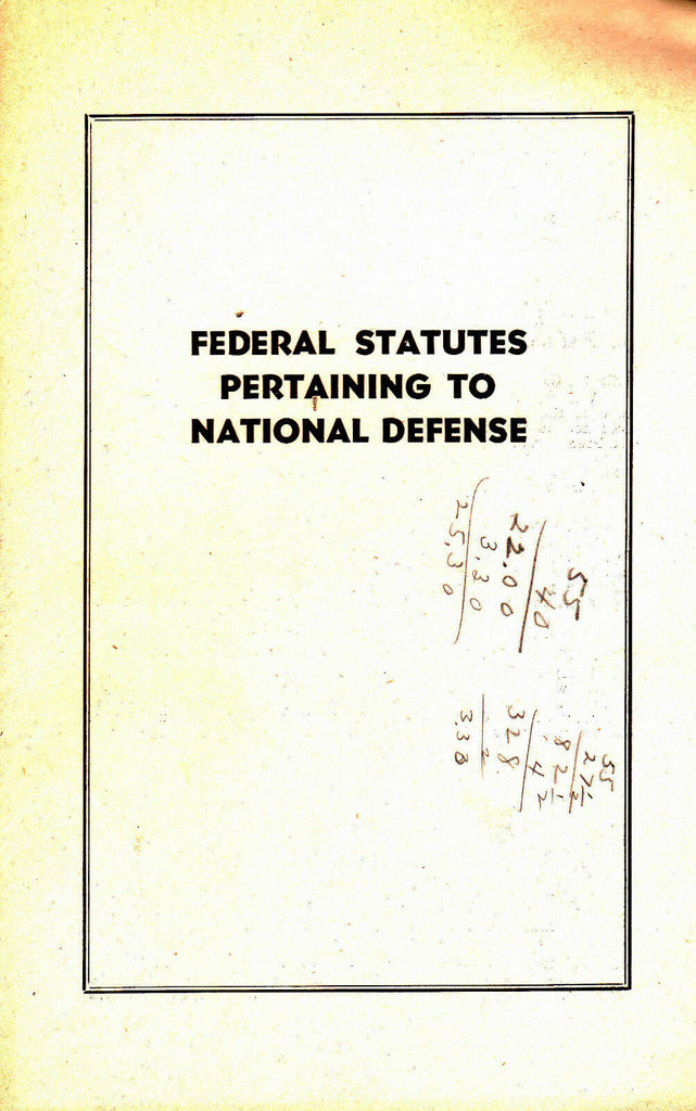 Federal Statutes Pertaining to National Defense brochure
