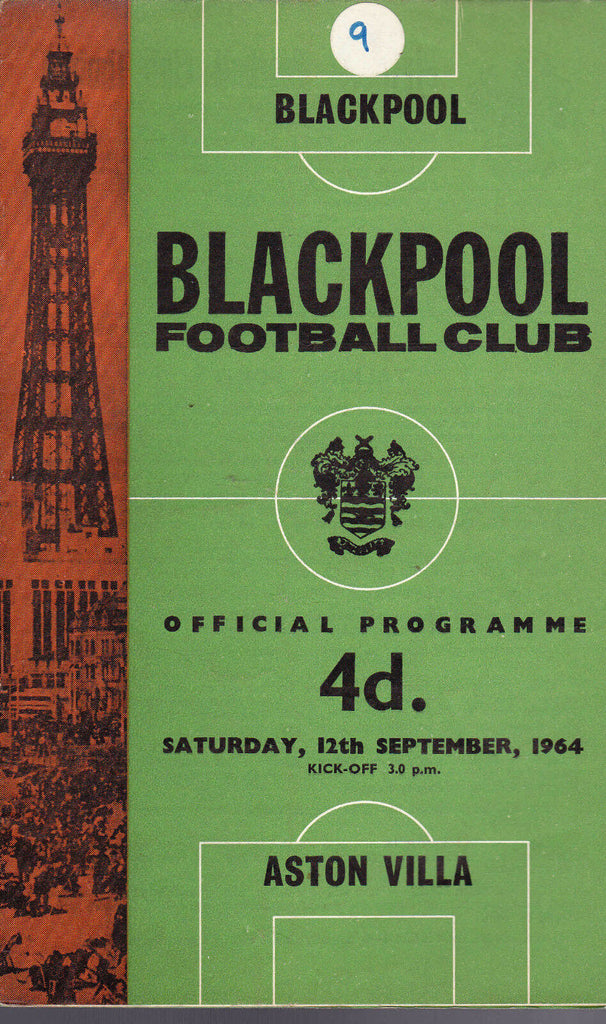 Blackpool Football Club Official Programme v Aston Villa 12 September 1964