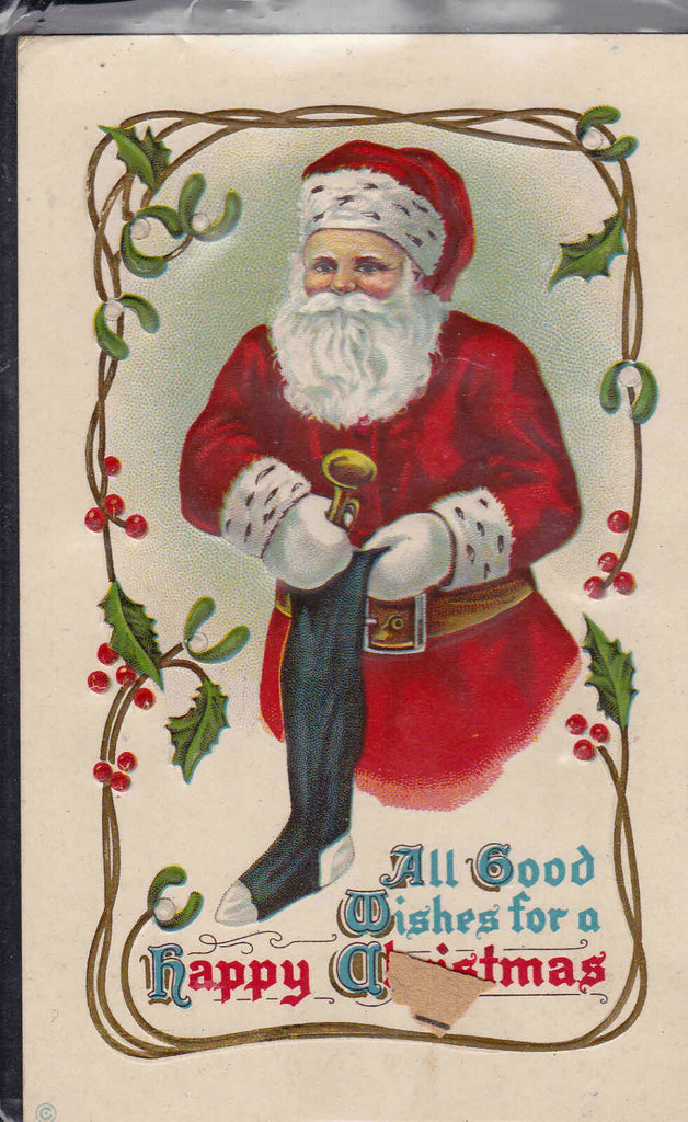 Santa Claus postcard All Good Wishes for a Merry Christmas 1910s