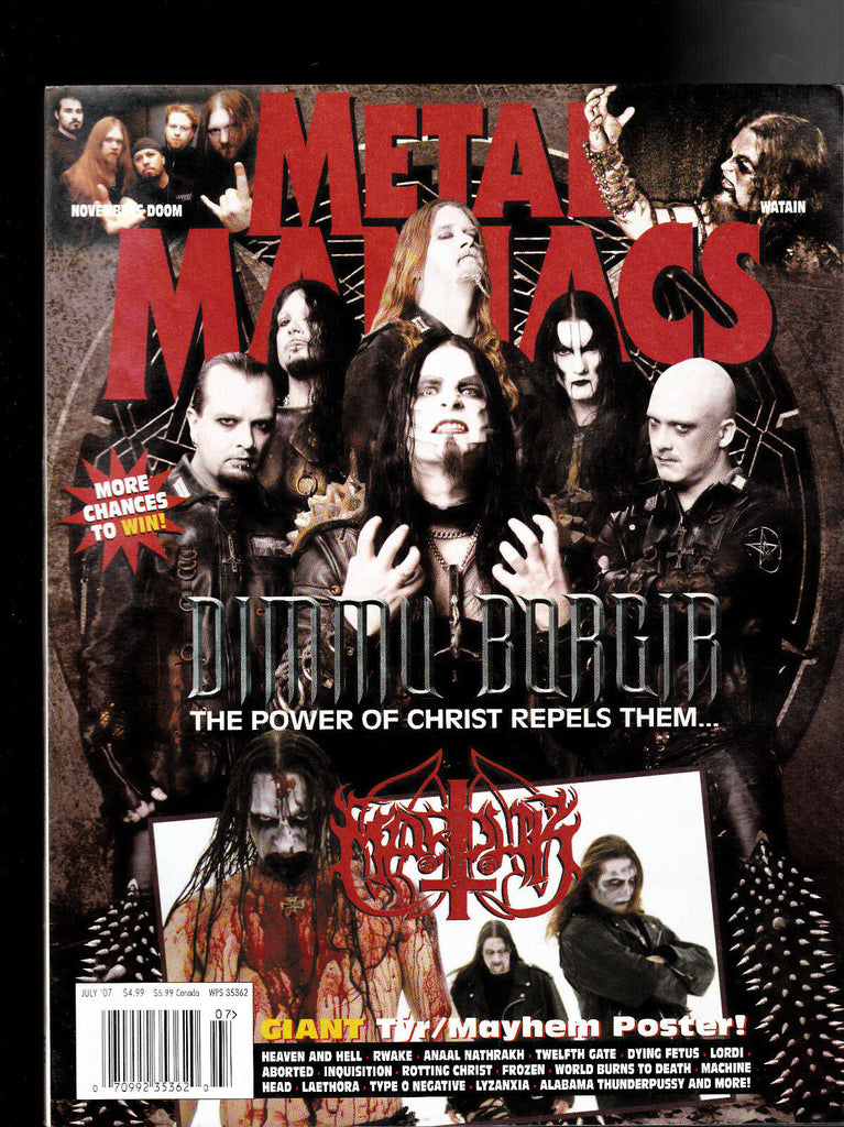 Metal Maniacs Magazine Simmu Borgia, Marduk July  2007 Free US S/H
