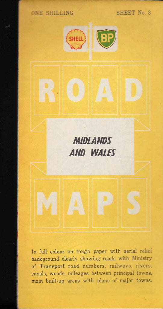 Shell BP Midlands & Wales Map Sheet #3 1960s Great Britain Gas Station Map