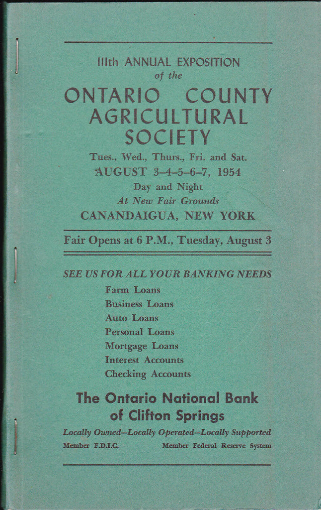 Ontario County NY Fair Program- with acrobat and more 1954