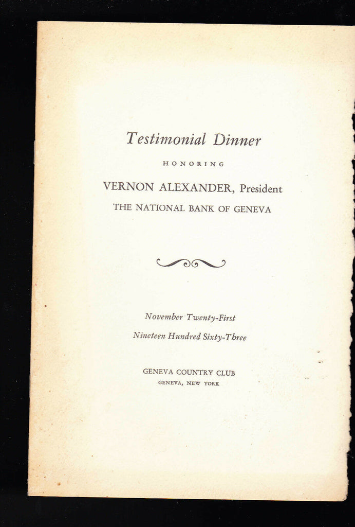 Vernon Alexander of  National Bank of Geneva NY Testimonial Dinner Program 1963