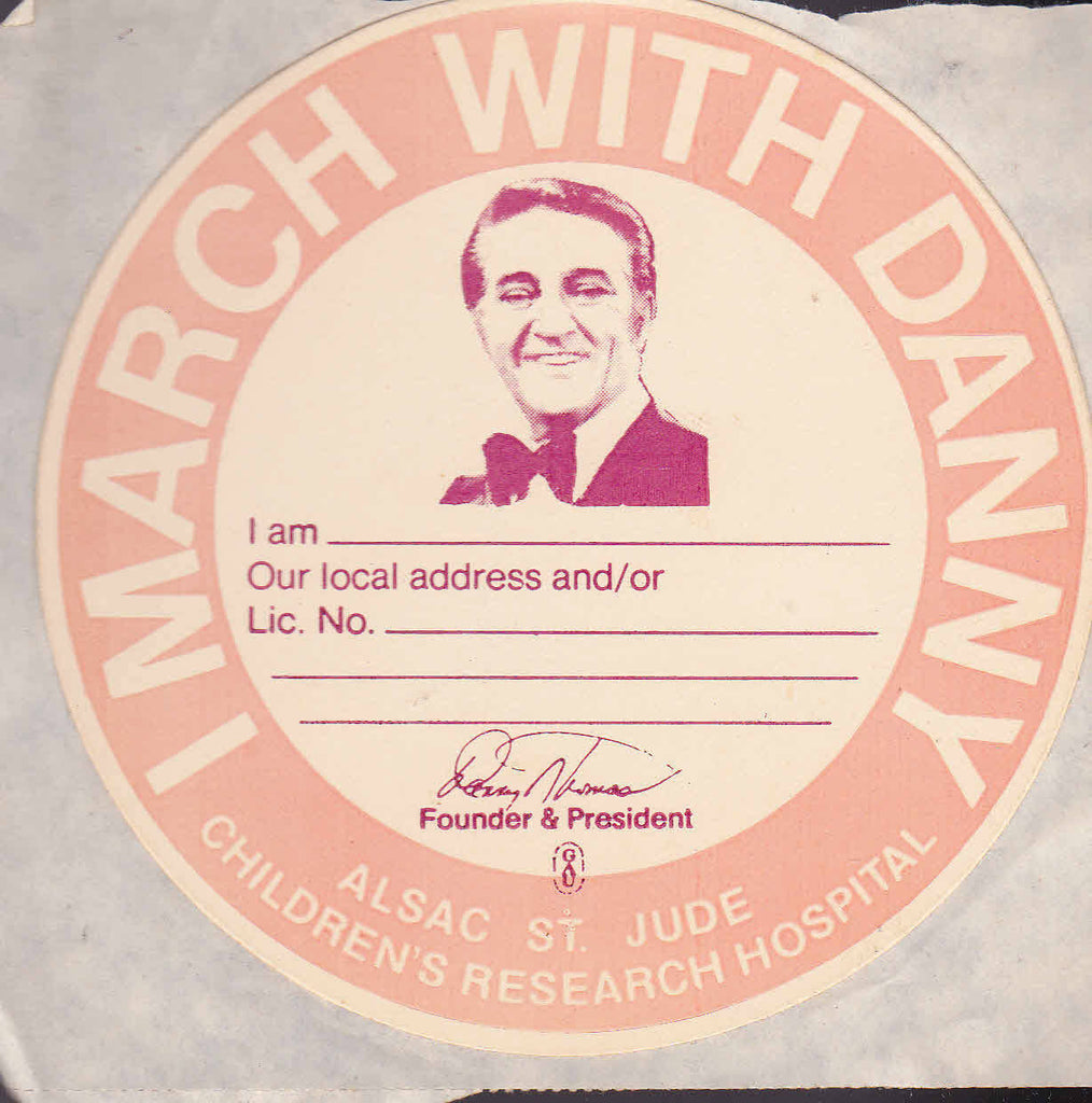 March with Danny Thomas ALSAC St Jude's sticker Unused Vintage