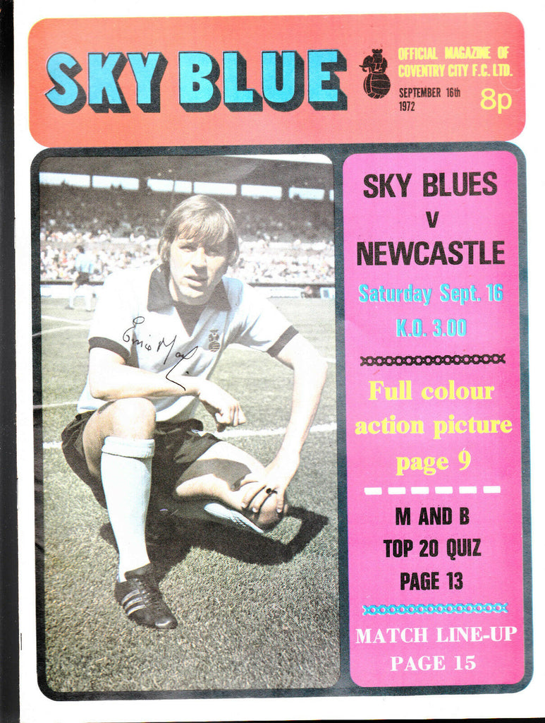 Coventry City FC Sky Blue v Newcastle September 16 1972  Tony Green