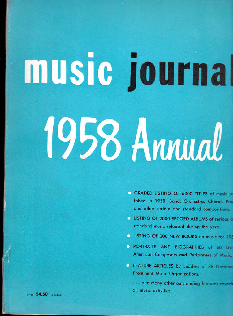 Music Journal 1958 Annual- Great Reference on Music Records & Music Books