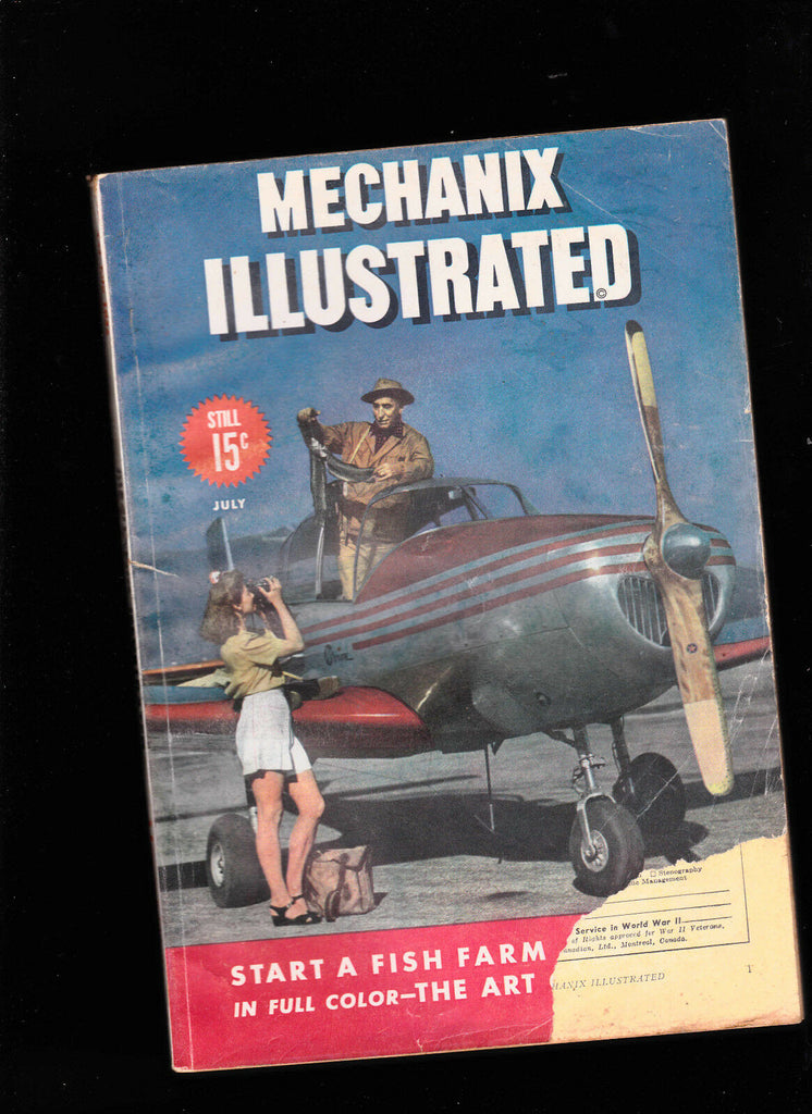 July 1946  Mechanix Illustrated- CB Colby, Plane cover, Fish Farm
