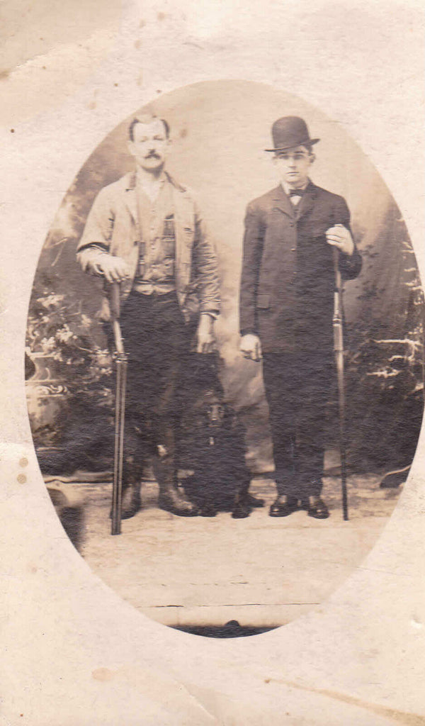 Two Men Posing With Guns Undivided Back RPPC Postcard