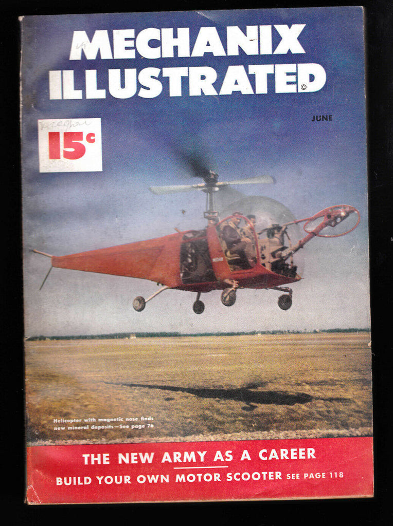 June 1948 Mechanix Illustrated-   Build Motor Scooter, Helicopter Magnetic Nose