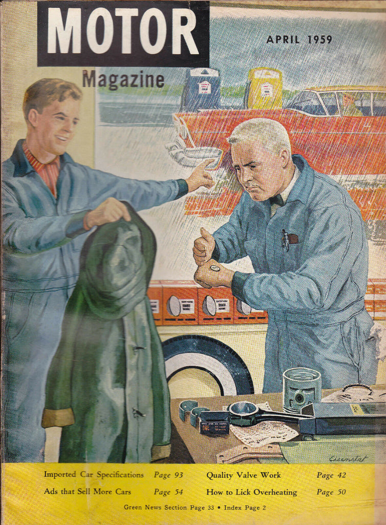 April 1959 Motor Magazine- Ben Eisenstat cover, Cars and ads