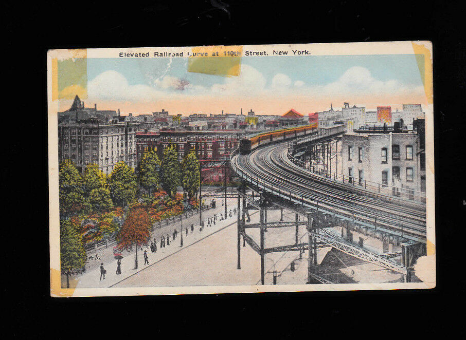 Elevated Railroad Curve at 110th Street New York City postcard