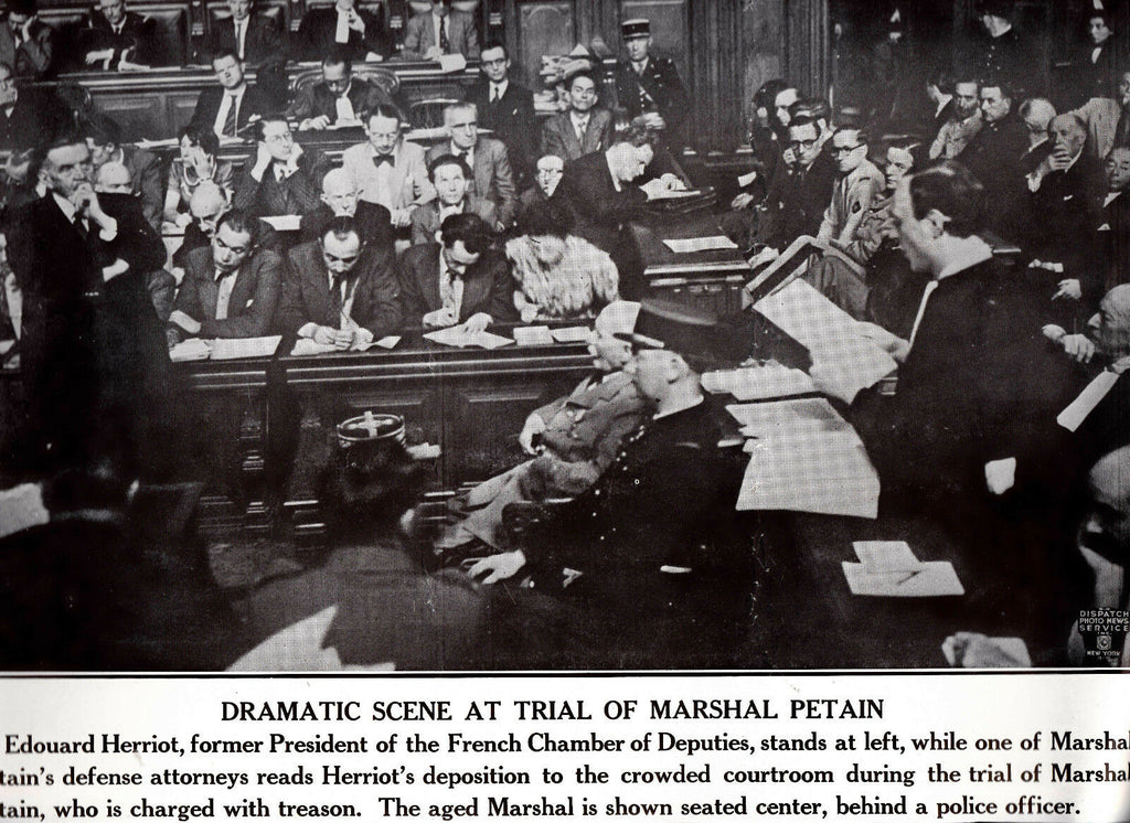 M Edouard Herriot Trial of Marshal Petain WWII Dispatch Photo News Service