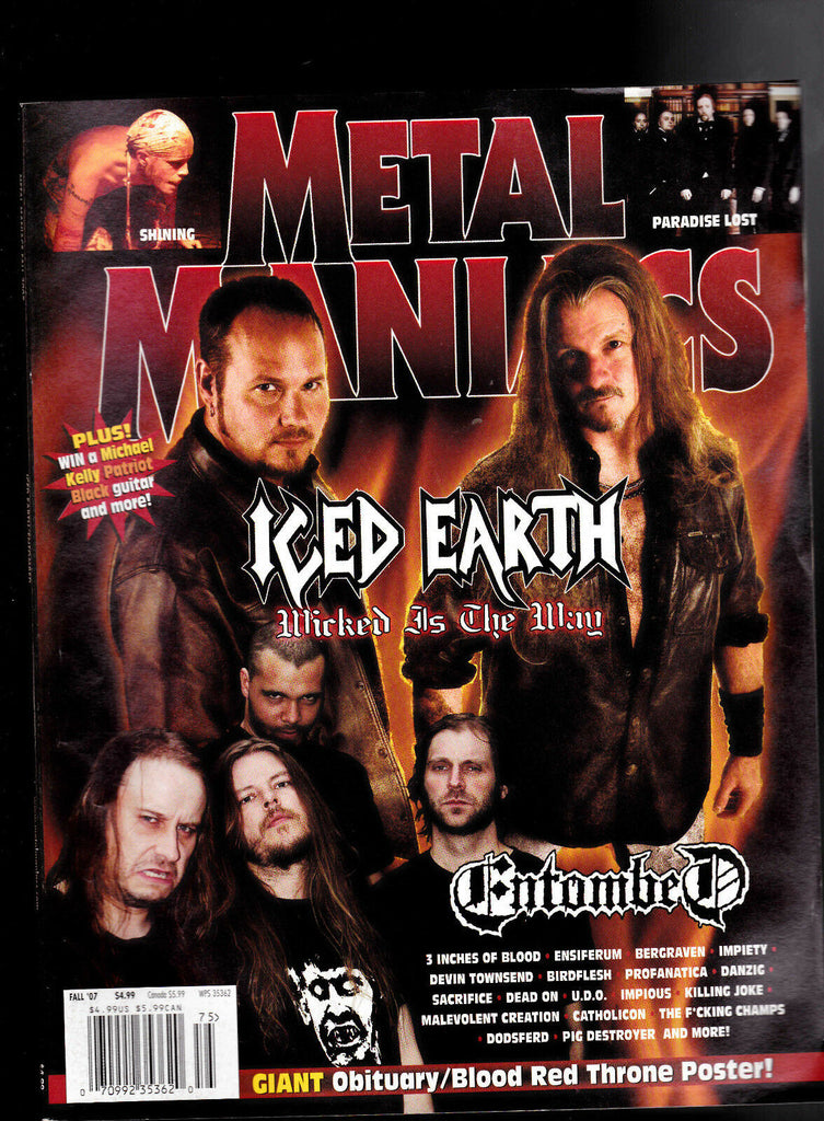Metal Maniacs Magazine - Iced Earth, Entombed  Fall  2007 Free US S/H