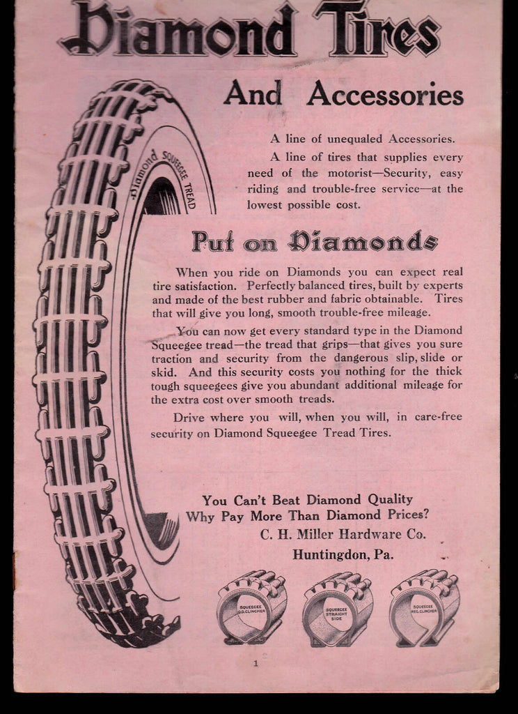 Diamond Tires & Accessories Catalog- 1920s (8 pages)