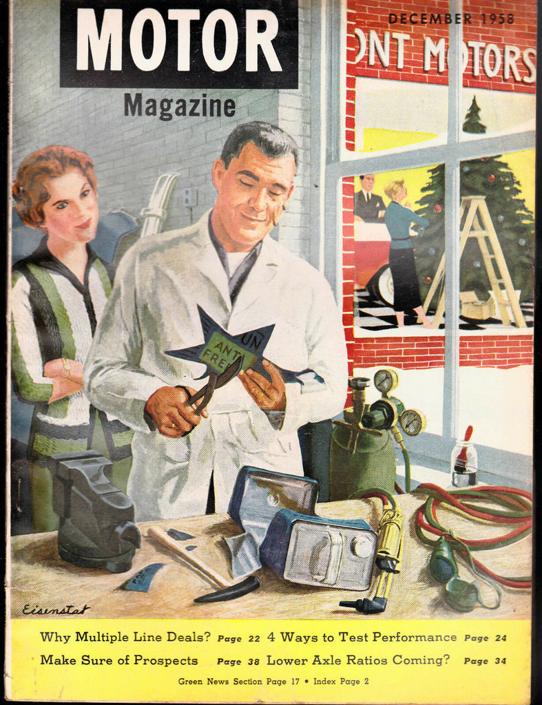 December 1958  Motor Magazine- Ben Eisenstat Christmas cover, Cars and ads