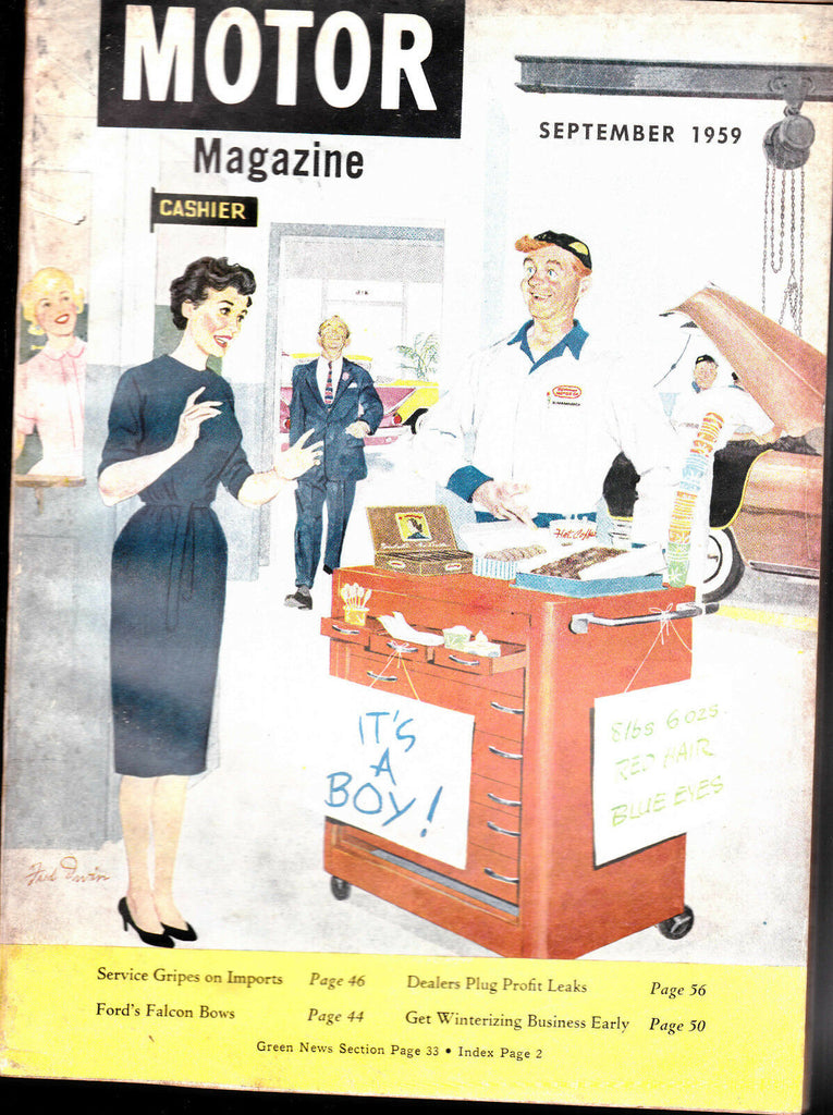 September 1959 Motor Magazine- Fred Irvin cover, Cars and ads