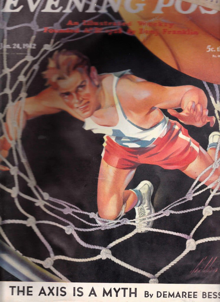 Saturday Evening Post January 24 1942 Paul Ernst Basketball Cover Lee de Forest