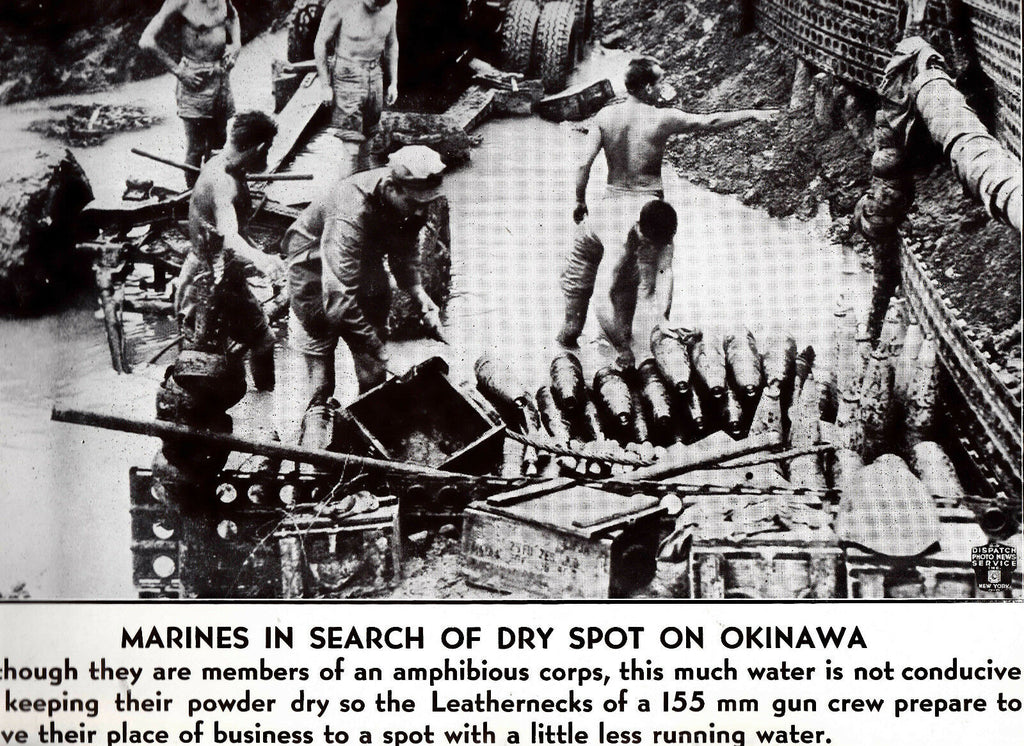 Marines Look for Dry Spot on Okinawa WWII Dispatch Photo News Service