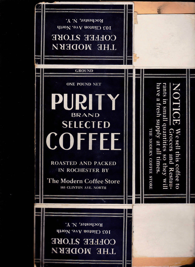 Purity Brand Selected Coffee Unused Vintage Box Rochester NY