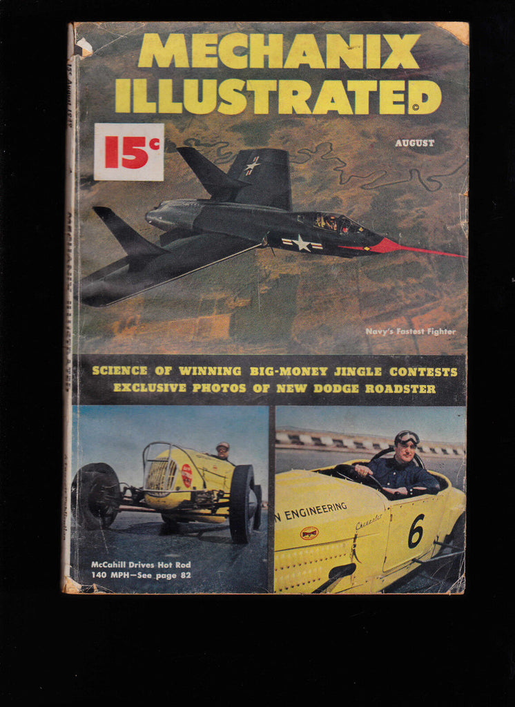 August 1949 Mechanix Illustrated- Dodge Roadster, Cutlass Navy Fighter