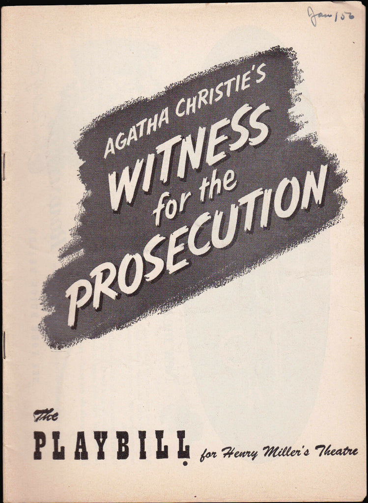 Agatha Christie's Witness for the Prosecution Playbill (January 23 1956)