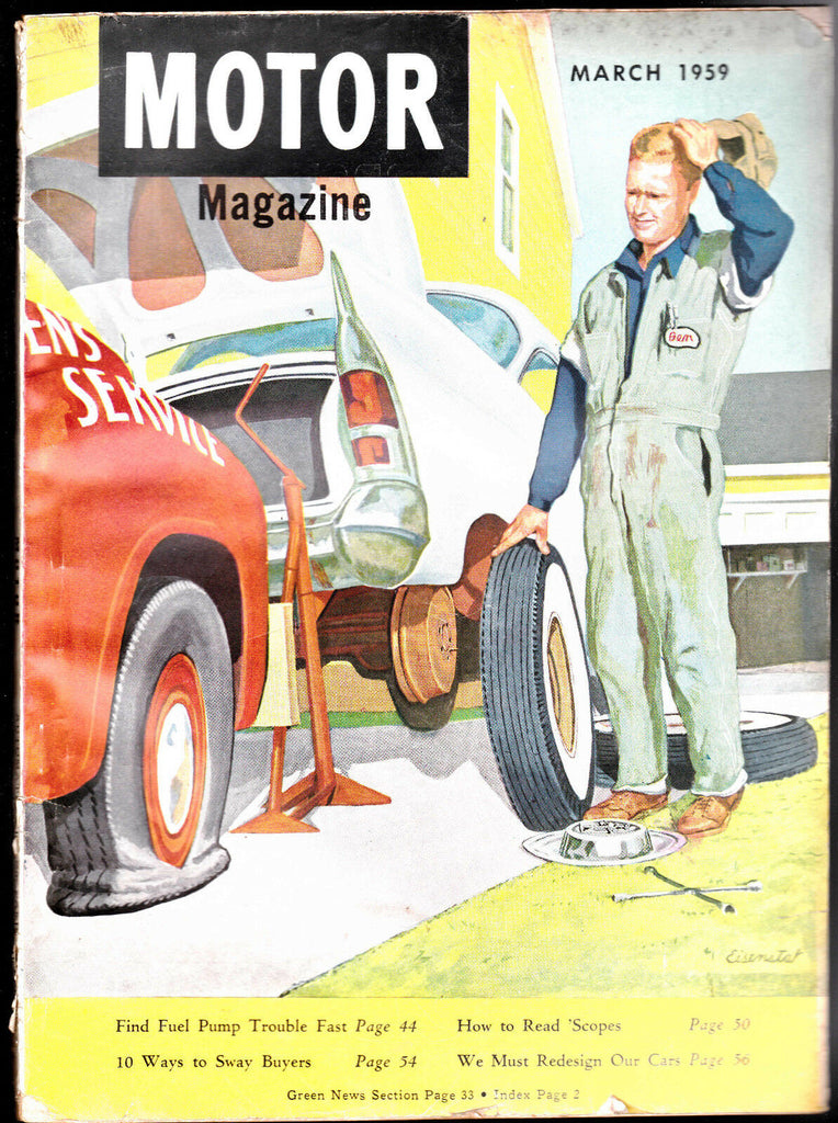 March 1959 Motor Magazine- Ben Eisenstat cover, Cars and ads