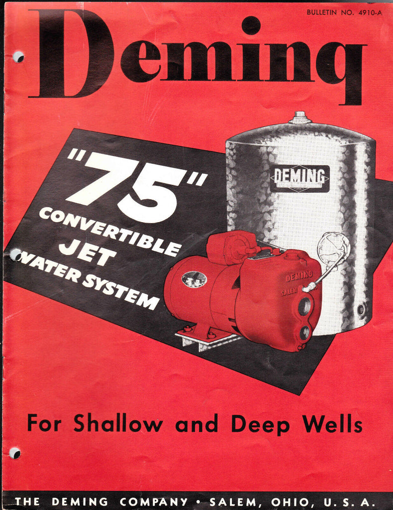 Deming Convertible Jet Water System Brochure (Salem Ohio) 1957