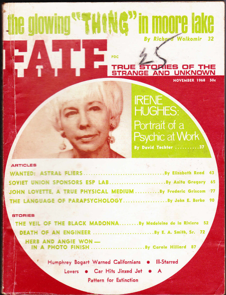 November 1968 Fate Magazine- Irene Hughes, John Lovette, ESP Lab, Moore Lake