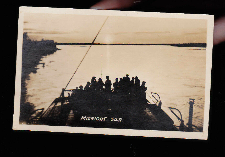 Midnight Sun at Fort Yukon Alaska 1925 postcard RPPC