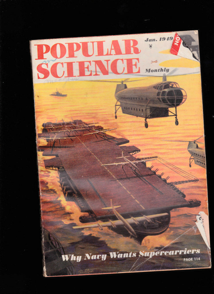 January 1949 Popular Science Magazine-  Navy Supercarriers, Cadillac Engine