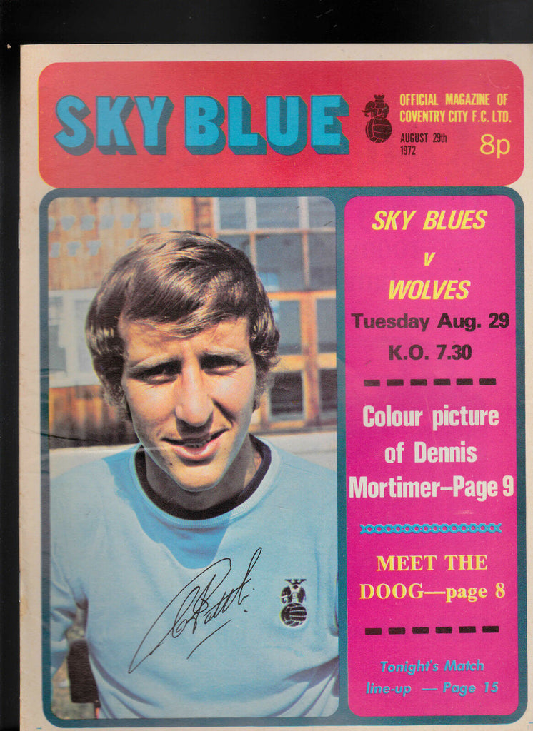 Coventry City FC Sky Blue v Wolverhampton  August 25 1972 Dennis Mortimer