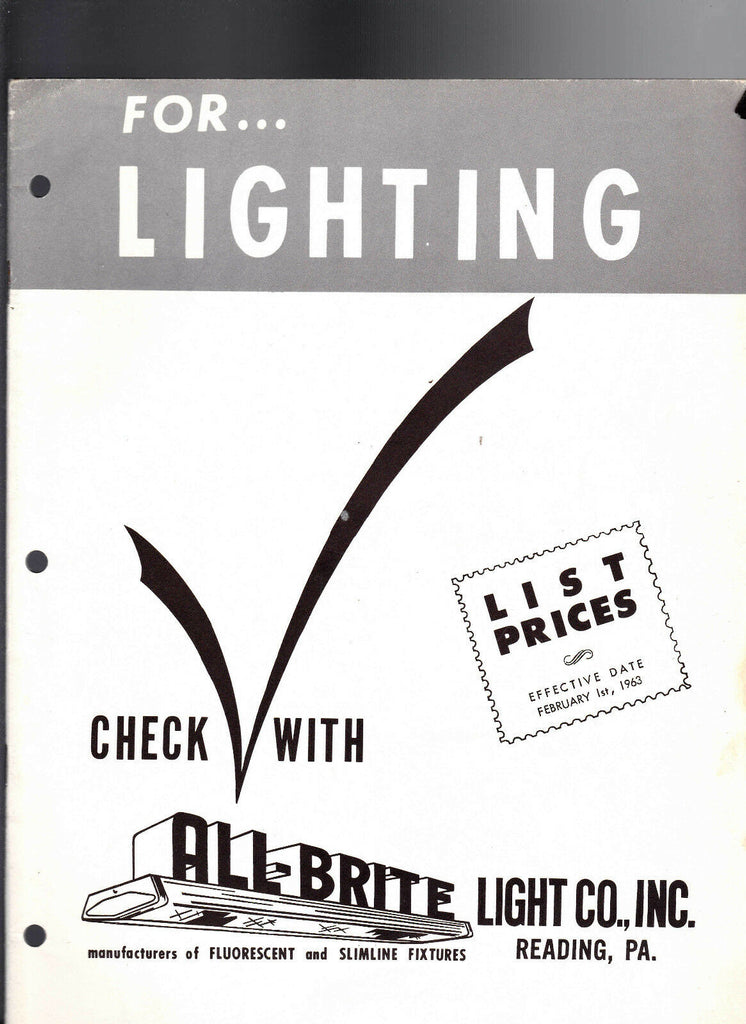 All-Brite Light Co Inc 1964 Catalog Reading Pennsylvania For Lighting
