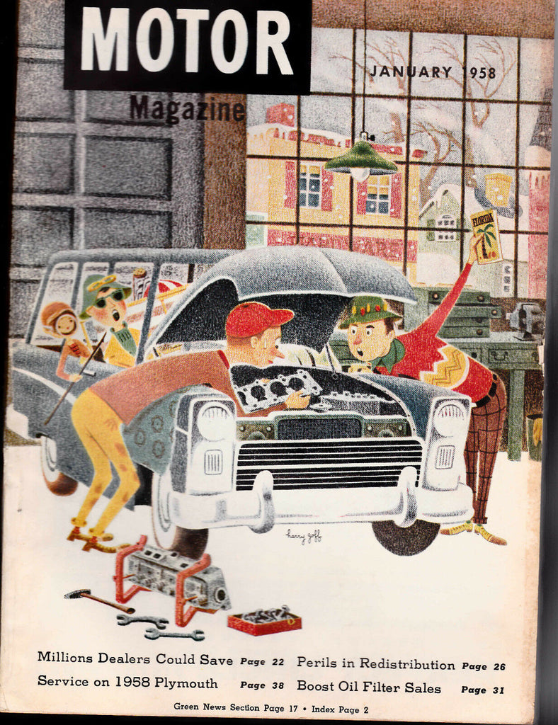 Motor Magazine- Harry Goff cover, Cars and ads January 1958