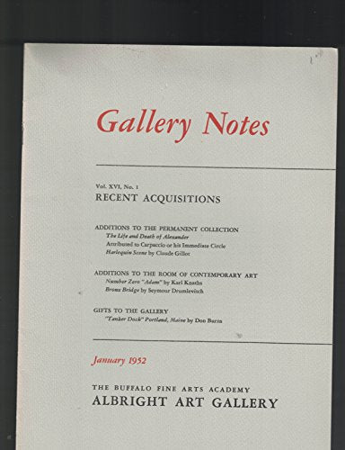 Gallery Notes Albright Art Gallery January 1952